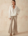 Estilo Emporio Linen Pant Novo Flare - Brasile Natural LUXAMORE