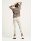 Woman Wearing Estilo Emporio Linen Stretch Pant - Natural - Pants LUXAMORE