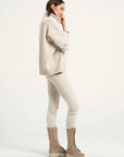 Woman Wearing Estilo Emporio Linen Stretch Pant - Natural - Pants LUXAMORE