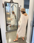 Woman Wearing Estilo Emporio Nebbilio Linen Dress - Lyla - Dress LUXAMORE