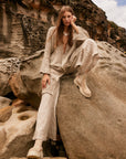 Woman Wearing Estilo Emporio Novo Flare Pant - Brasile Natural - Pants LUXAMORE