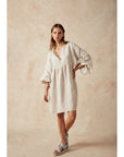 Woman Wearing Estilo Emporio Stella Linen Dress - Lyla - Dress LUXAMORE