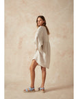 Woman Wearing Estilo Emporio Stella Linen Dress - Lyla - Dress LUXAMORE