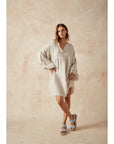 Woman Wearing Estilo Emporio Stella Linen Dress - Lyla - Dress LUXAMORE