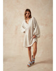 Woman Wearing Estilo Emporio Stella Linen Dress - Lyla - Dress LUXAMORE