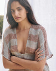Woman Wearing Estilo Emporio Zaza Dress Sky Blue Chocolate - Dress LUXAMORE