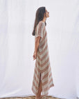 Woman Wearing Estilo Emporio Zaza Dress Sky Blue Chocolate - Dress LUXAMORE