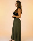 Italian Linen Wide Leg Pants Khaki - Made in Italy LUXAMORE