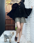 Woman Wearing La Bottega di Brunella Top Camicia Zolla - Garzata Nero - Tops LUXAMORE