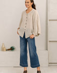 Woman Wearing La Bottega di Brunella Top Camicia Zolla - Garzata Nero - Tops LUXAMORE