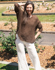 Woman Wearing La Bottega di Brunella Top Maglia Bonta - Campagna Chocolate - Tops LUXAMORE