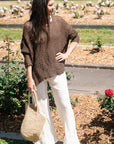 Woman Wearing La Bottega di Brunella Top Maglia Bonta - Campagna Chocolate - Tops LUXAMORE