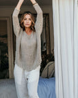 Woman Wearing La Bottega di Brunella Top Maglia Bonta - Campagna Naturale - Tops LUXAMORE