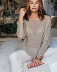 Woman Wearing La Bottega di Brunella Top Maglia Bonta - Campagna Naturale - Tops LUXAMORE