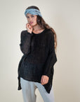 Woman Wearing La Bottega di Brunella Top Maglia Bonta - Campagna Nero - Tops LUXAMORE