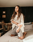 Woman Wearing La Bottega di Brunella Top Maglia Corsara - Campagna latte - Tops LUXAMORE