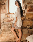 Woman Wearing La Bottega di Brunella Top Maglia Corsara - Campagna latte - Tops LUXAMORE