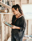 Woman Wearing La Bottega di Brunella Top Maglia Europa - Campagna Blu - Tops LUXAMORE