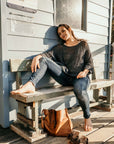 Woman Wearing La Bottega di Brunella Top Maglia Europa - Campagna Blu - Tops LUXAMORE
