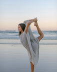 Woman Wearing La Bottega di Brunella Linen Dress Vestito Fausta Garzata - Natural - Dress LUXAMORE