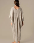 Woman Wearing La Bottega di Brunella Linen Dress VESTITO FAUSTA - Garza Egitto linen dress LUXAMORE