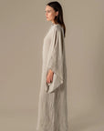 Woman Wearing La Bottega di Brunella Linen Dress VESTITO MOSE' - Battista linen dress LUXAMORE