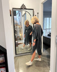 Woman Wearing La Bottega di Brunella Linen Dress Vestito Fausta Campagna - Lava - Dress LUXAMORE