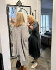 Woman Wearing La Bottega di Brunella Linen Dress Vestito Fausta Campagna - Lava - Dress LUXAMORE