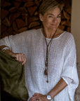 Woman Wearing La Bottega di Brunella Top Maglia Bonta - Campagna Latte - Tops LUXAMORE