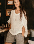 Woman Wearing La Bottega di Brunella Top Maglia Corsara - Campagna latte - Tops LUXAMORE