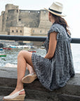 La Bottega di Brunella VESTITO BUFFETTONE - Burdell Nero - Fossil worn by model sustainably made in italy AW26 LUXAMORE