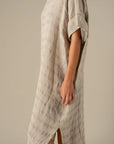 Alemais Sustainable Florence-Shirt close up worn by model LUXAMORE
