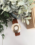 Woman Wearing Lula Natura Narrow Neptune Brown Leather Belt - Belt LUXAMORE