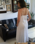 Woman Wearing Linen Slip Dress White Made in Italy - Dress LUXAMORE