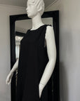 Woman Wearing Linen Dress Sleeveless Raw Edge, Maxi Made in Italy Black - Dress LUXAMORE