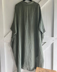 Woman Wearing Linen Dress Oversize Maxi Kaftan Made in Italy Caramel - Dress LUXAMORE