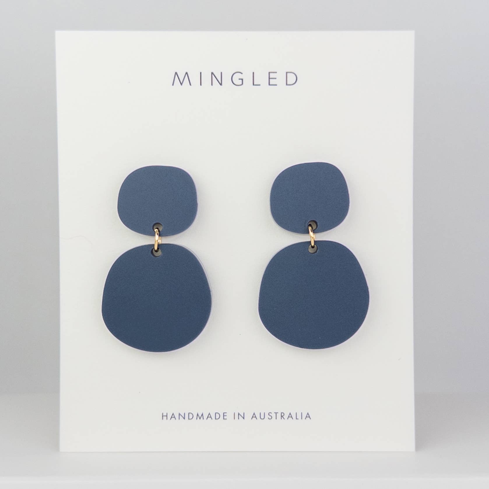 Mingled Boulder Statement Dangle Earrings - Dark Blue - LUXAMORE -Earings