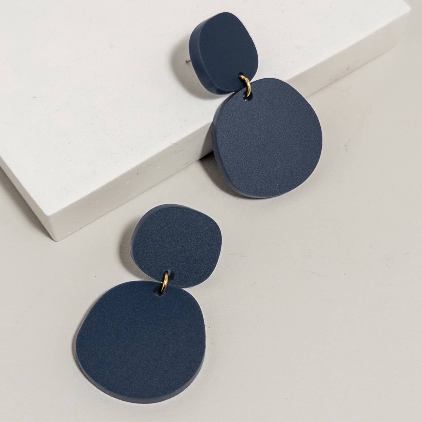 Mingled Boulder Statement Dangle Earrings - Dark Blue - LUXAMORE -Earings