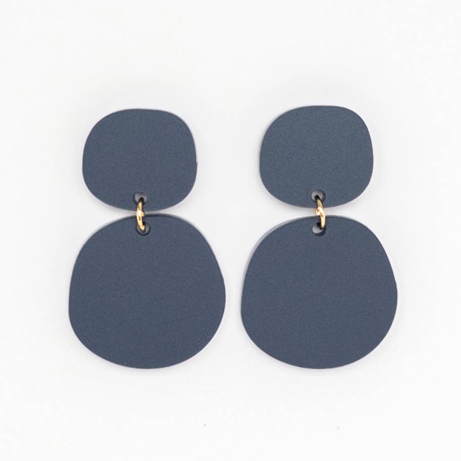 Mingled Boulder Statement Dangle Earrings - Dark Blue - LUXAMORE -Earings