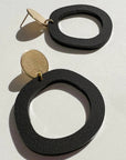 Woman Wearing Mingled Charlie Black Statement Earrings - Earings LUXAMORE
