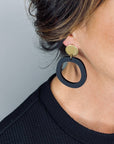 Woman Wearing Mingled Charlie Black Statement Earrings - Earings LUXAMORE