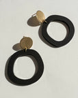 Woman Wearing Mingled Charlie Black Statement Earrings - Earings LUXAMORE