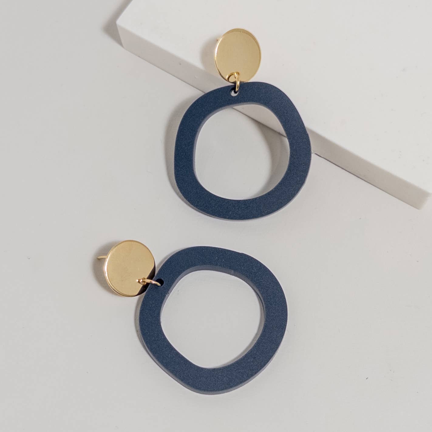 Mingled Charlie Dark Blue Dangle Earrings - LUXAMORE -Earings