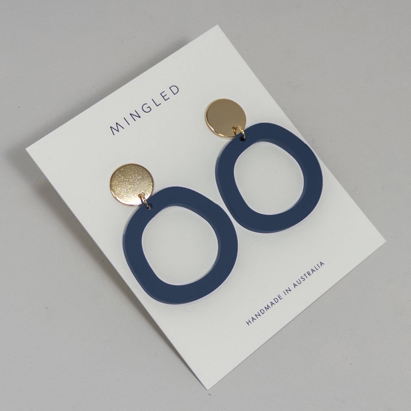 Mingled Charlie Dark Blue Dangle Earrings - LUXAMORE -Earings