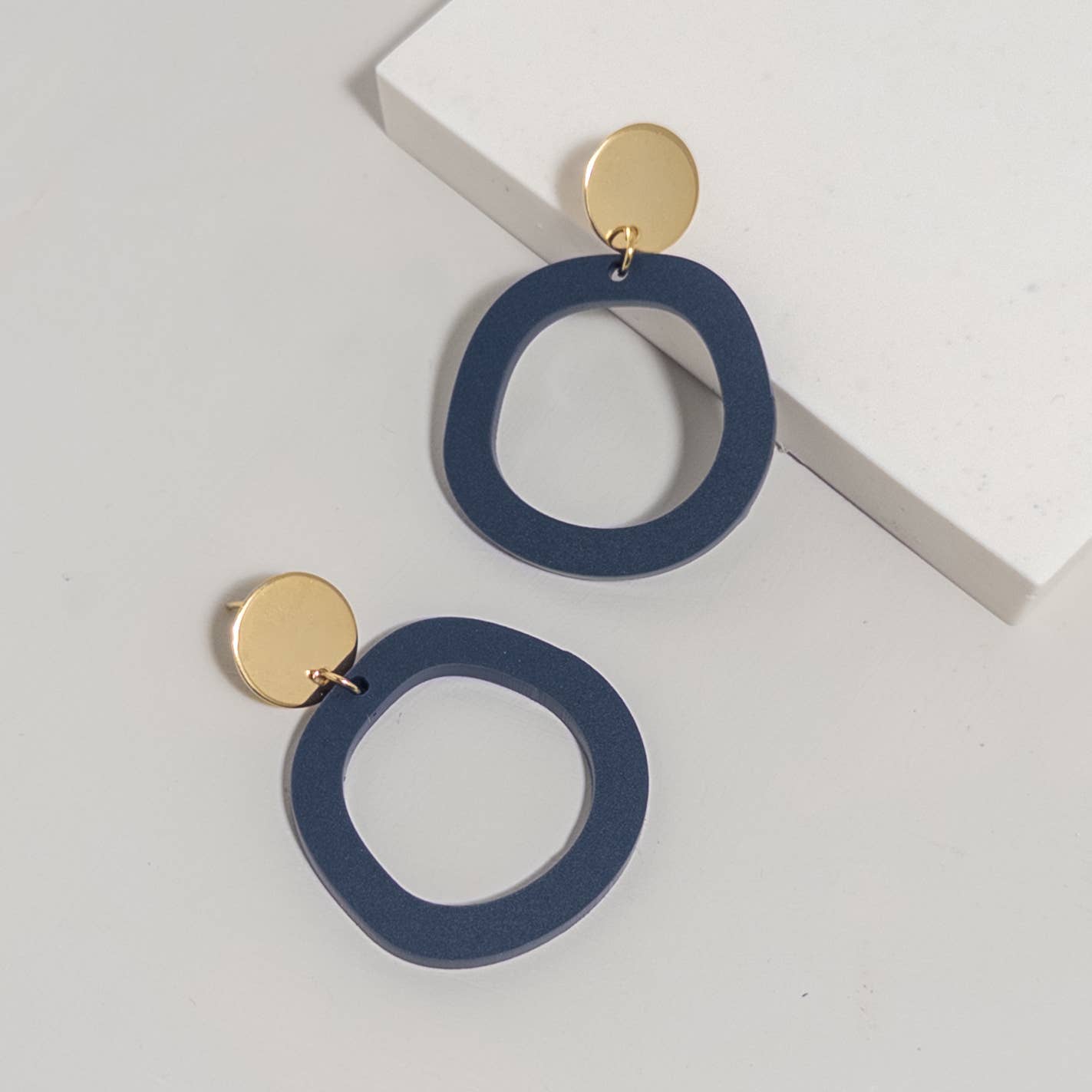 Mingled Charlie Dark Blue Dangle Earrings - LUXAMORE -Earings