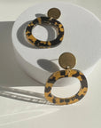 Mingled Charlie Gold and Tortoise Shell Dangle Earrings - LUXAMORE -Earings