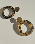 Mingled Charlie Gold and Tortoise Shell Dangle Earrings - LUXAMORE -Earings