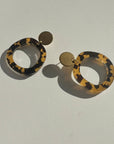 Mingled Charlie Gold and Tortoise Shell Dangle Earrings - LUXAMORE -Earings