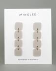 Mingled Dangle Earrings - Ivory Beige Four Squared Long Drop