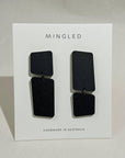 Mingled Dangle Earrings in Black Bauhaus Asymmetrical - LUXAMORE